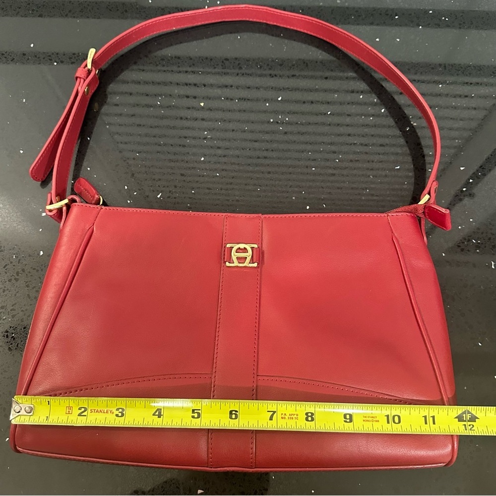 Etienne Aigner Red Leather Baguette Bag Vintage 90s Y2K - Picture 13 of 16